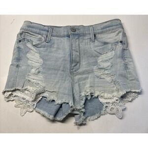 Mudd Denim Jean Shorts (size 9) distressed with lace